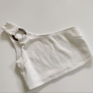 White One-Shoulder Crop Top!